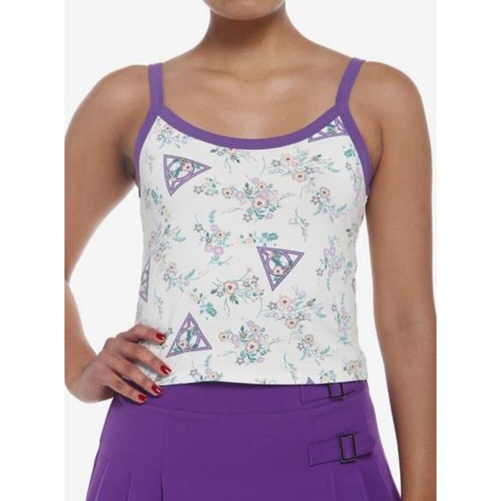 Harry Potter Deathly Hallows Floral Crop Cami Juniors Large Hot Topic Tank Top